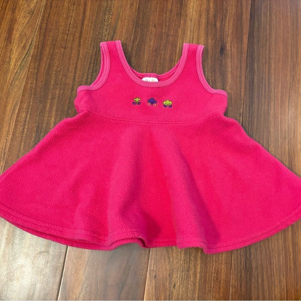 Carters vintage pink fleece embroidered flowers sleeveless dress